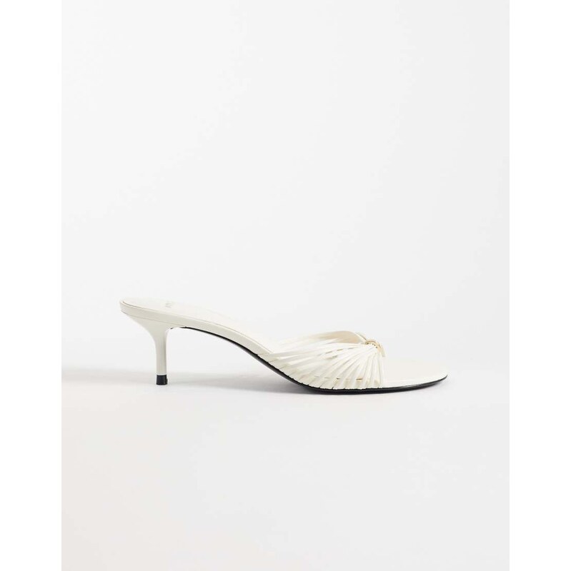 Mango strappy heeled sandals with hardware detail in white