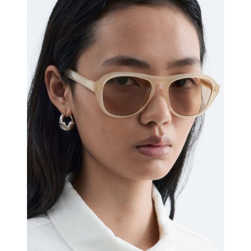 & Other Stories retro round sunglasses in light yellow with