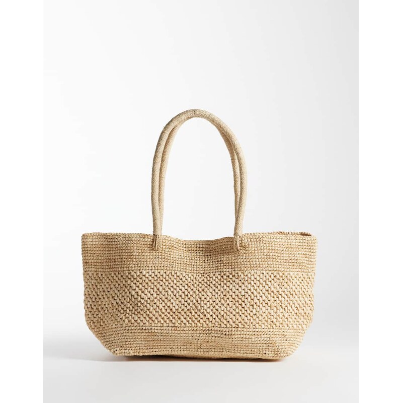 Mango 100% straw handbag in natural-Neutral 115610324