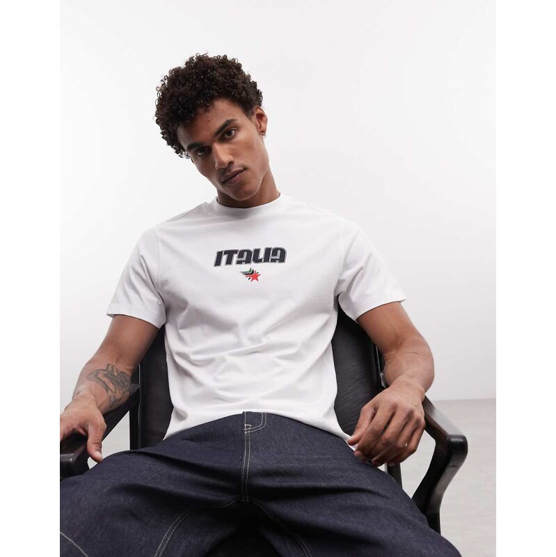 ASOS DESIGN regular t-shirt with Italia graphic in white