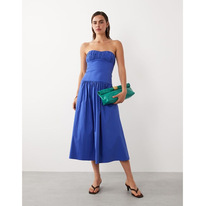 Mango starring Hailey Bieber structured off shoulder drop waist