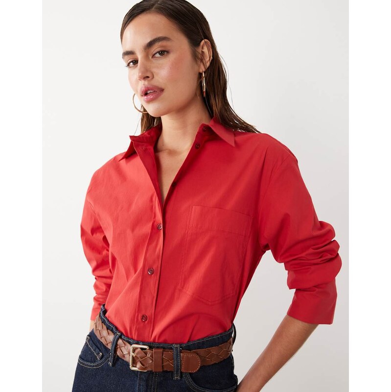Mango starring Hailey Bieber cotton rich oversized shirt in