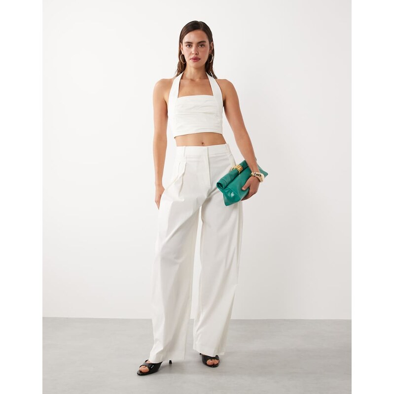 Mango starring Hailey Bieber Kasha halterneck cropped top co-ord