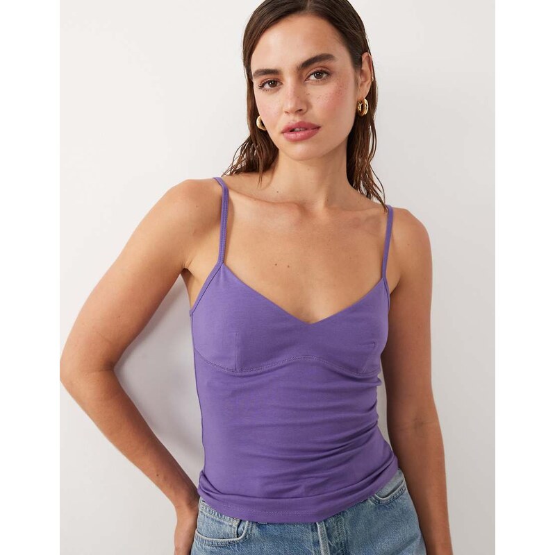 Mango starring Hailey Bieber structured cami top in purple