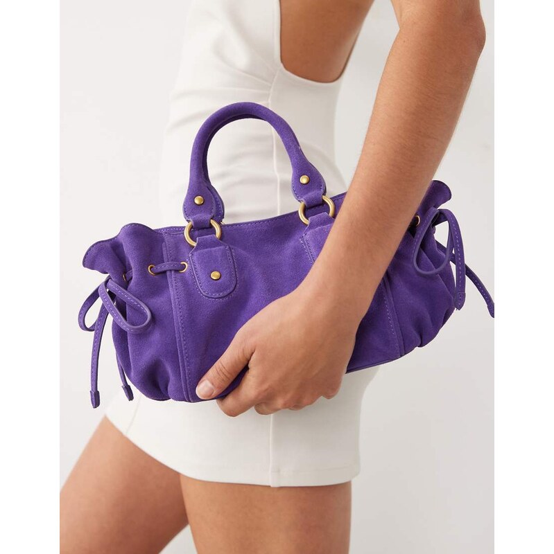 Mango starring Hailey Bieber 100% suede leather slouch handbag in 115610356