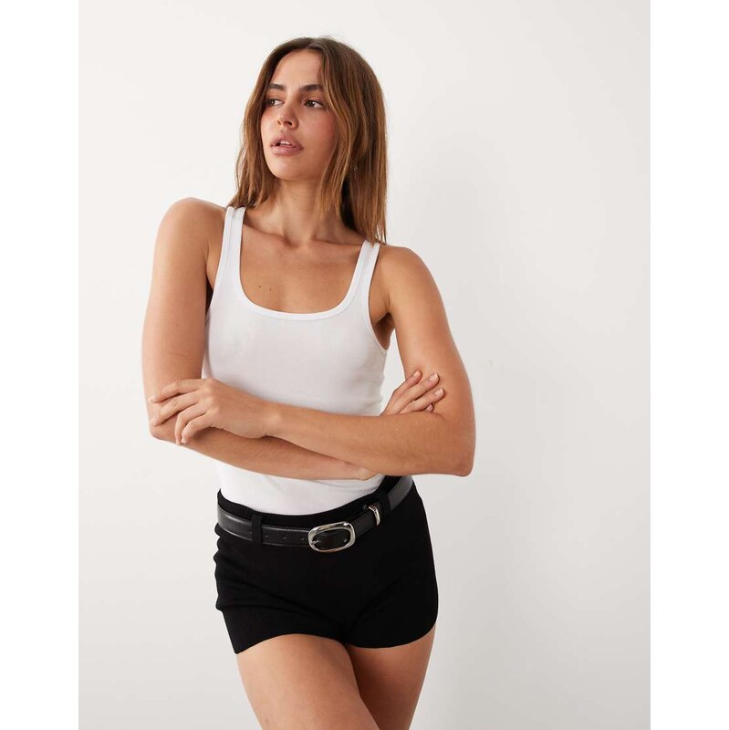 Mango starring Hailey Bieber tailored mini short in black