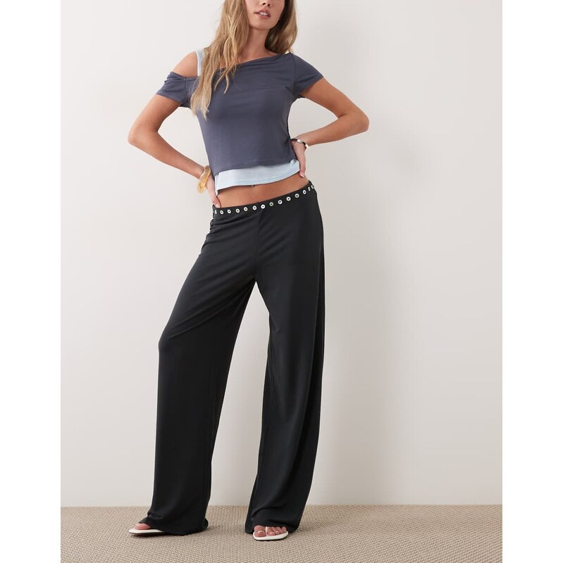 Mango Nana relaxed trouser co-ord with buttons in charcoal-Grey 115610380