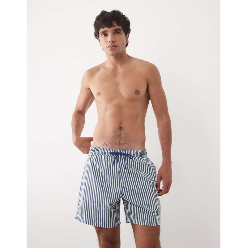 Abercrombie & Fitch Abercrombie pull on swimshort in blue stripe 115610398