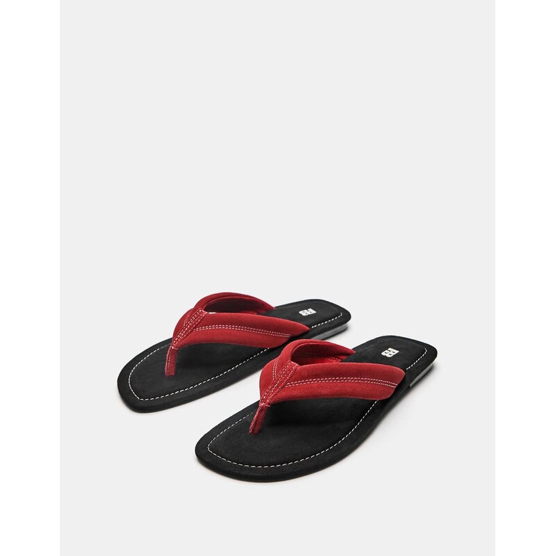 Pull&Bear Flat leather sandals in print 1-Red 115610400