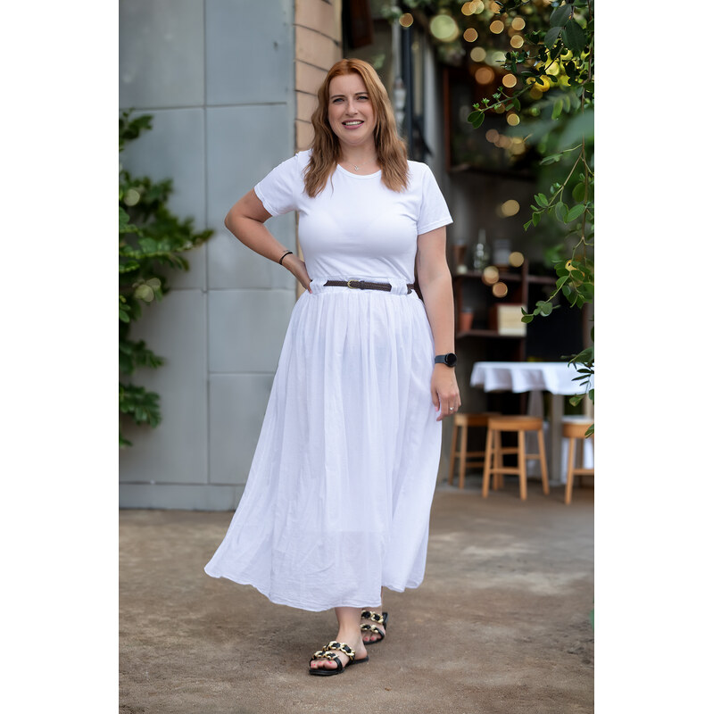 Italy fashion Dlouhé šaty SYMPHONY Barva: Bílá, Velikost: UNI: L