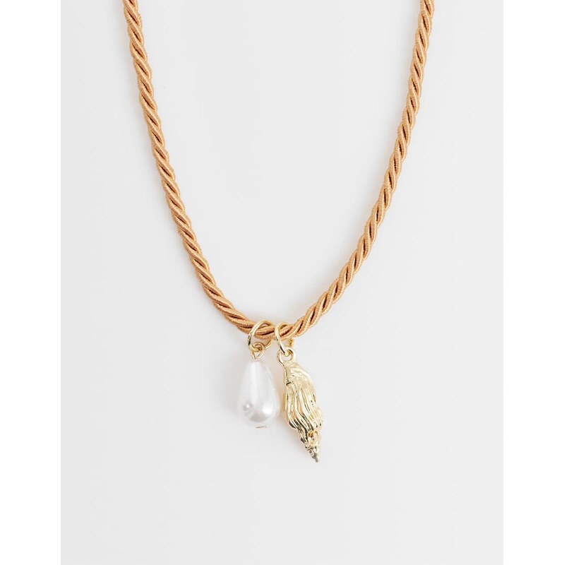 ONLY seashells cord necklace in multi