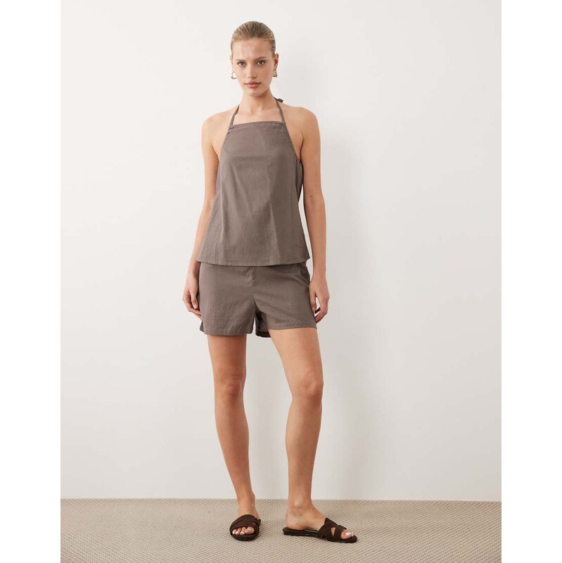 Esmee beach shorts co-ord in brown