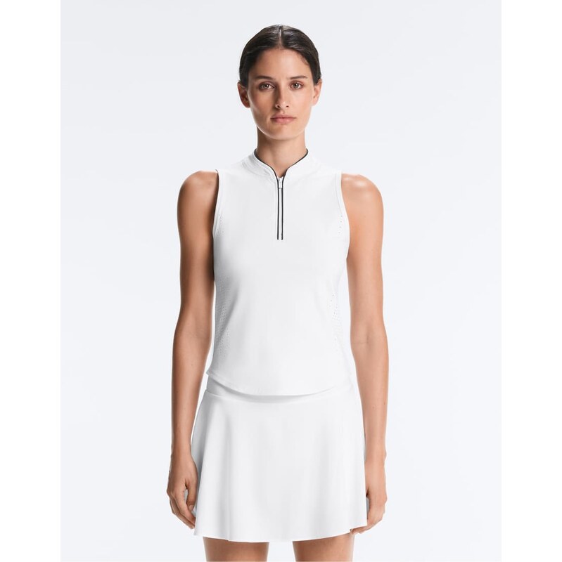 OYSHO Sleeveless half-zip t-shirt in off-white