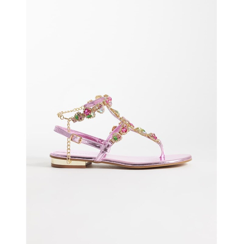 AZALEA WANG Azalea Marinella embellished flat sandals in pink 115634175