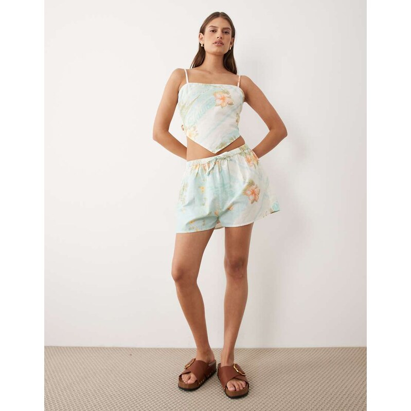 Miss Selfridge shorts co-ord in tropical print-Multi