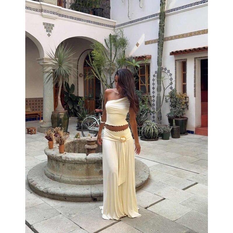 Princess Polly Full Orbit one shoulder shirred waist top co-ord in 115715680