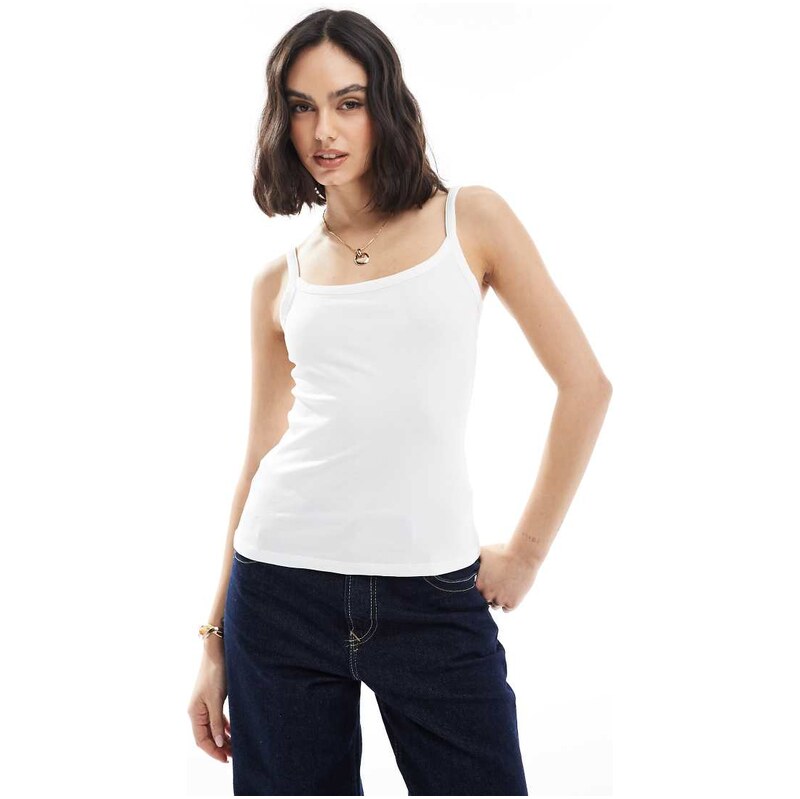 Pimkie cotton strappy tank top in white 115614498
