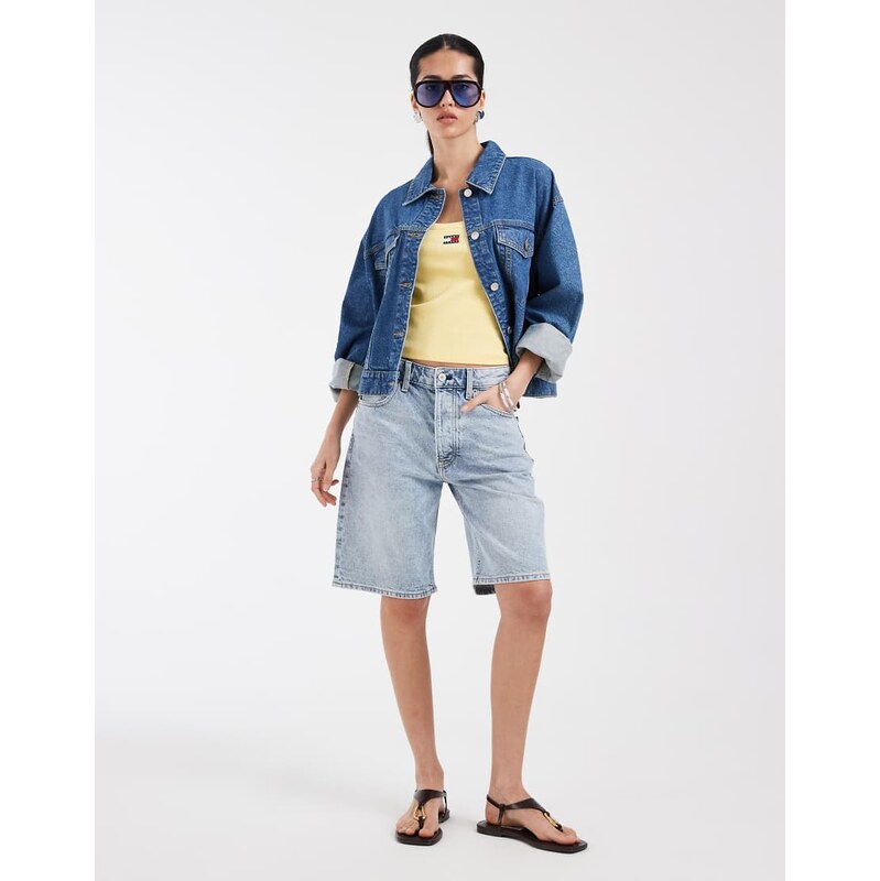 Tommy Jeans relaxed fit bermuda denim shorts in light wash blue 115634393