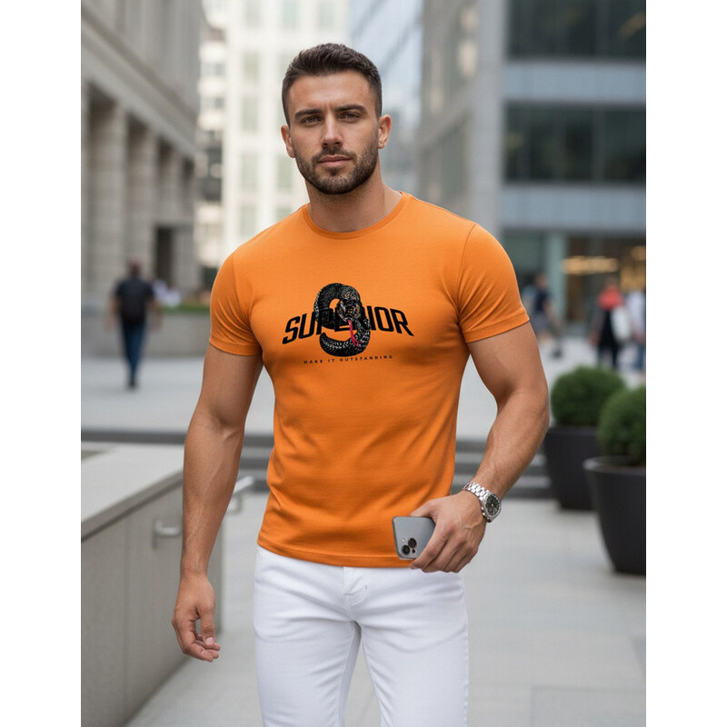 Pánské tričko SUPERIOR s potiskem oranžové FashionStreet NX5015R