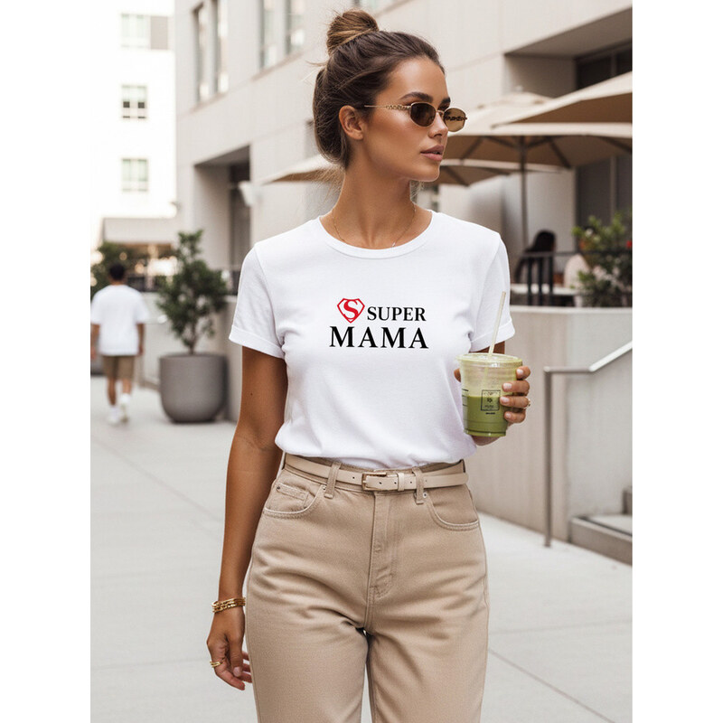 Dámské tričko s potiskem Super Mom White FashionStreet NX5025RY