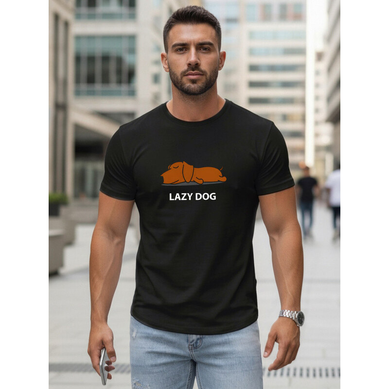 Pánské bavlněné tričko s potiskem černé FashionStreet NX5092R