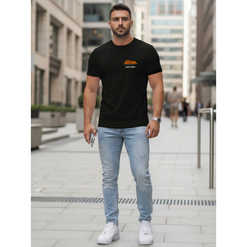 Tshirt męski z nadrukiem czarny model 22161448 - FashionStreet