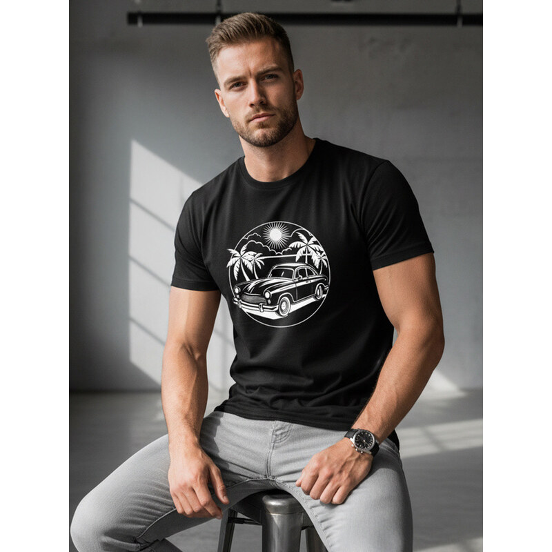 Pánské bavlněné tričko s potiskem černé FashionStreet NX042R