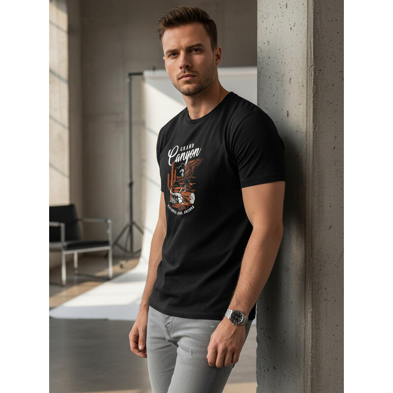 Tshirt męski z nadrukiem Grand Canyon czarny model 22170642 -