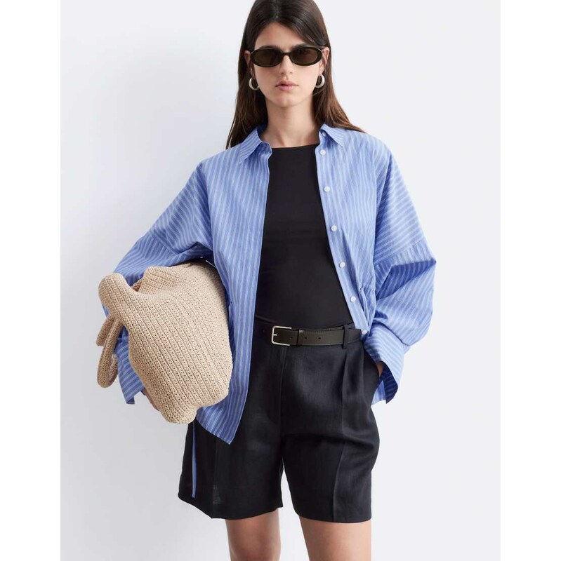 & Other Stories linen tailored bermuda shorts in black