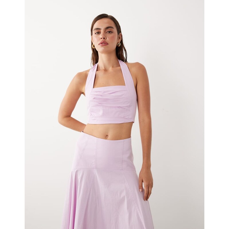 Mango starring Hailey Bieber Kasha halterneck cropped top co-ord