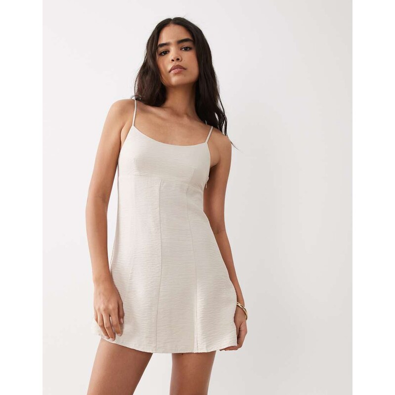 Mango strappy mini dress in cream-Neutral