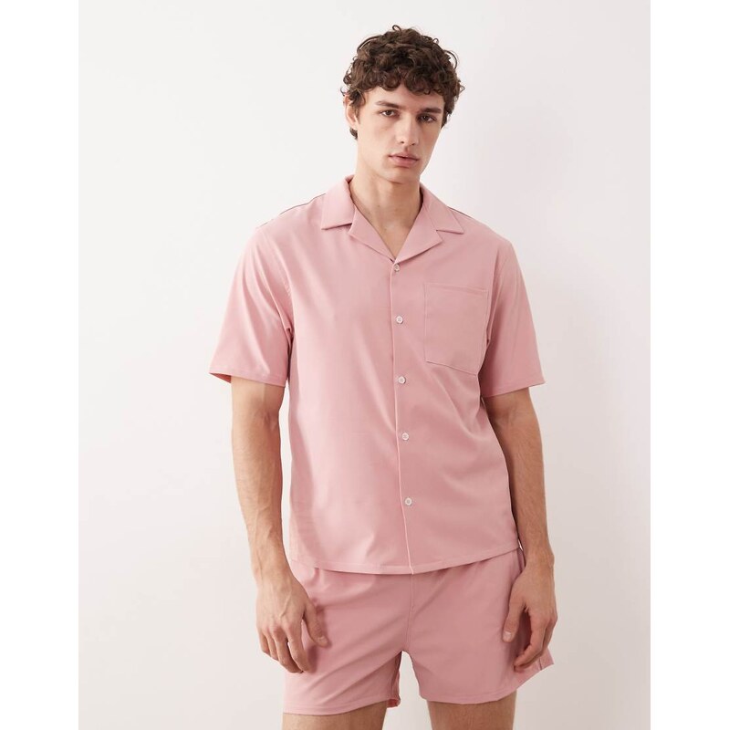 Free Society short sleeve beach shirt in faded red