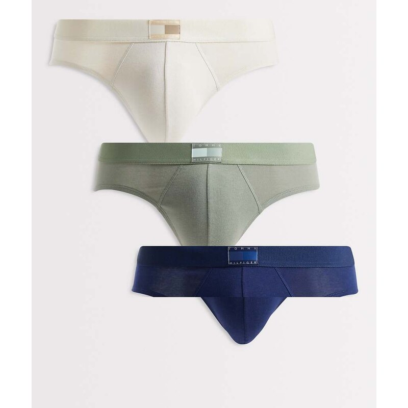 Tommy Hilfiger Heritage 3 pack briefs in blue/cream/khaki-Multi