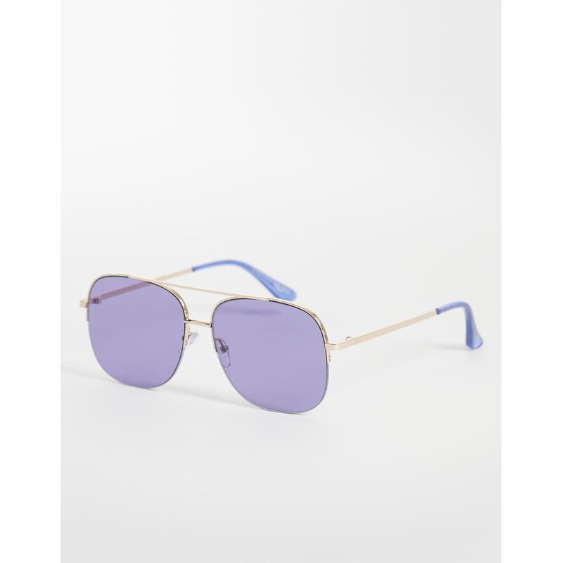 ALDO heydi metal frame aviator sunglasses with blue lenses in gold 115614647
