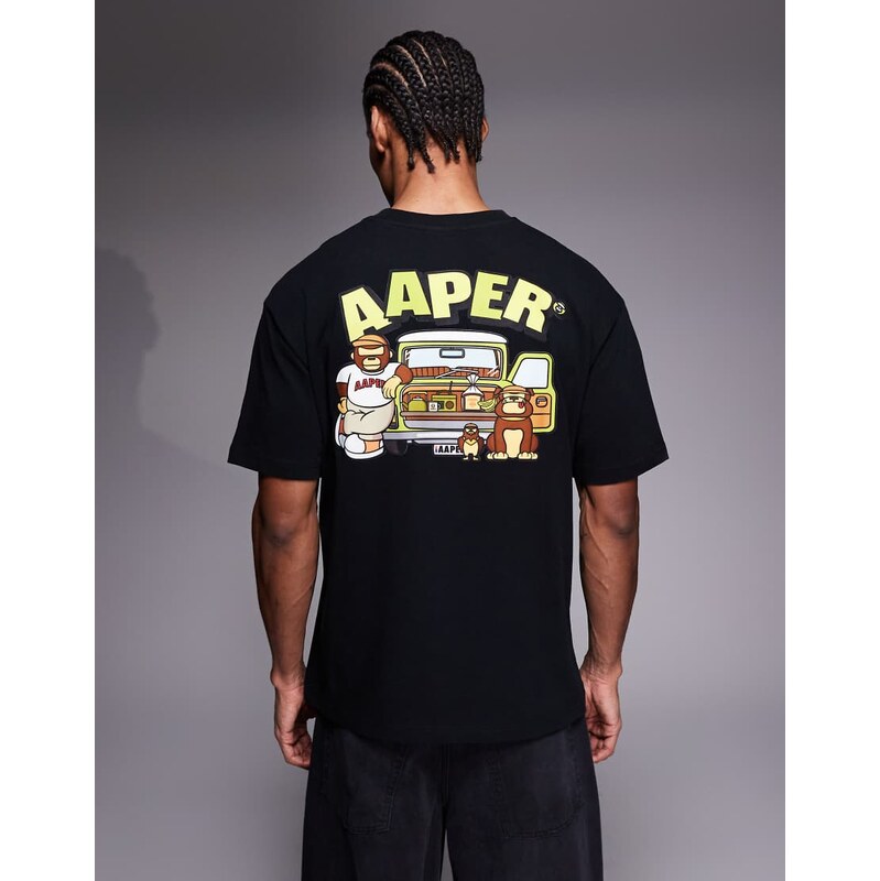 Aape by A Bathing Ape aaper t-shirt in black with back print 115614676