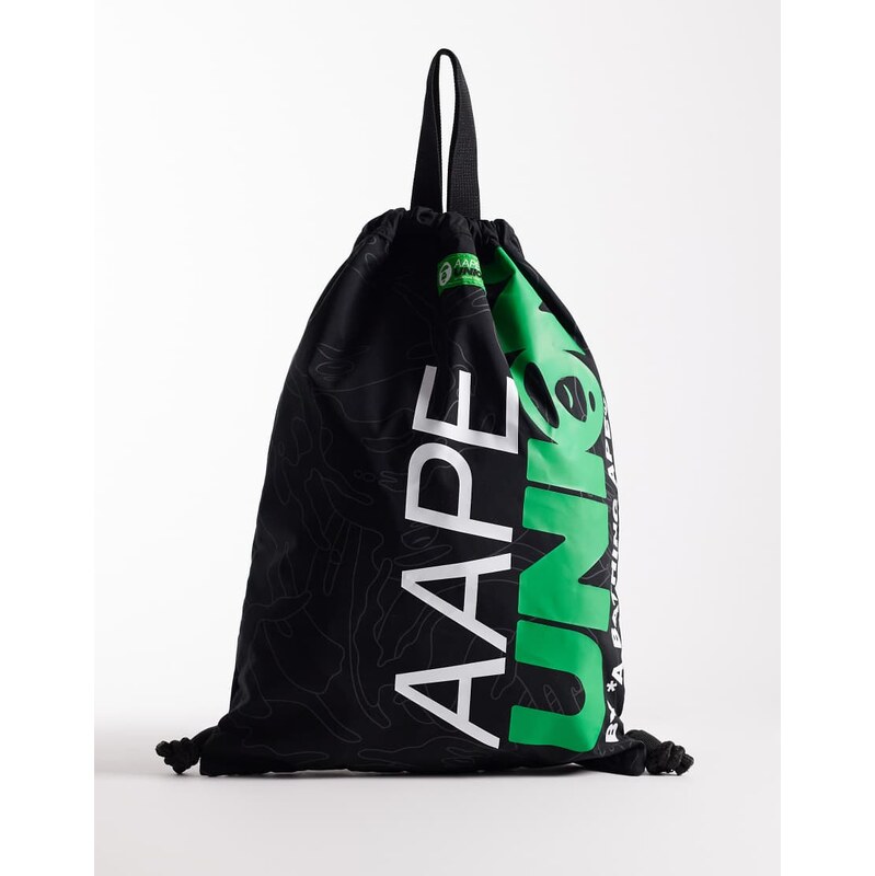 Aape by A Bathing Ape logo drawstring bag in black 115614680
