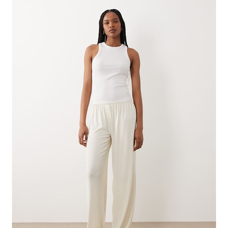 ASOS Tall ASOS DESIGN Tall mix & match rib wide leg pyjama trouser in 115614689