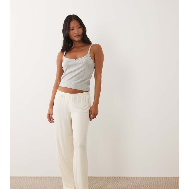 ASOS Petite ASOS DESIGN Petite mix & match rib wide leg pyjama trouser 115614691