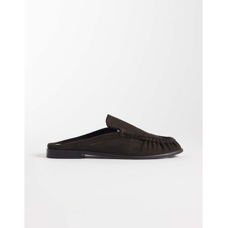 ASOS DESIGN Mystique premium loafer mules in chocolate suede