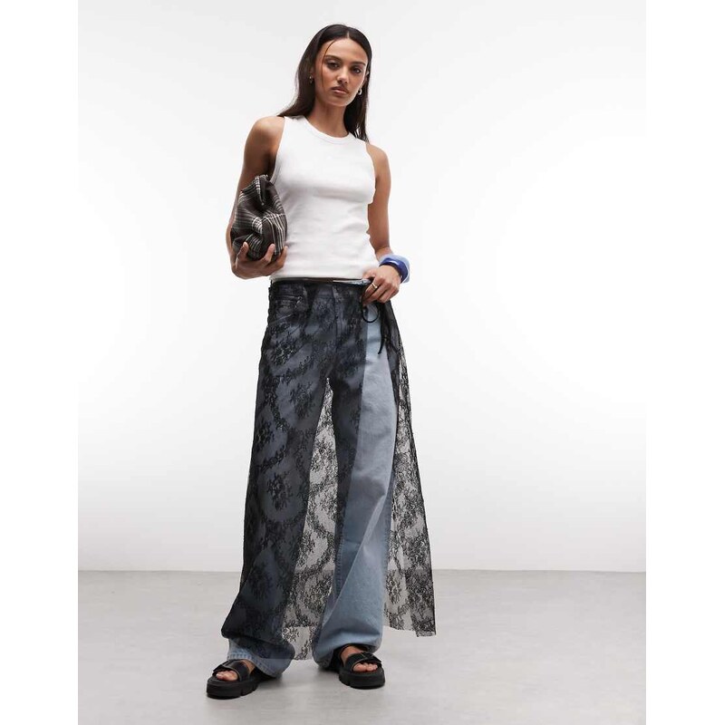 Noisy May lace longline waist scarf in black 115614739