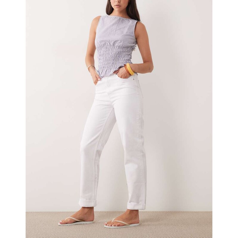 ASOS DESIGN roll up hem slouch jean in white