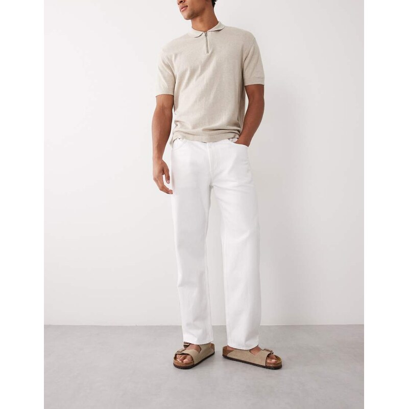 Mango 100% cotton straight leg jeans in white