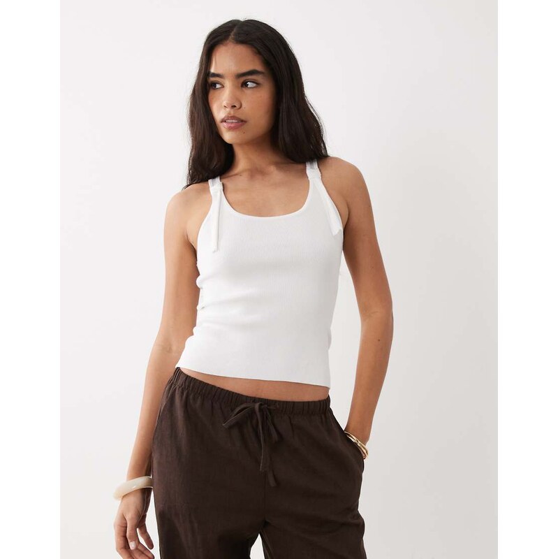 Mango Teen knot detail sleeveless top in white 115614860