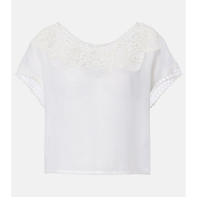 Nili Lotan Caila crochet-trimmed ramie top