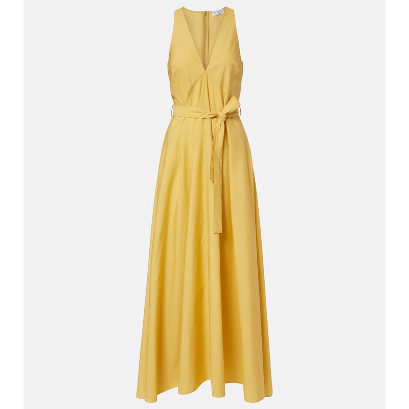 Brunello Cucinelli Belted cotton-blend maxi dress