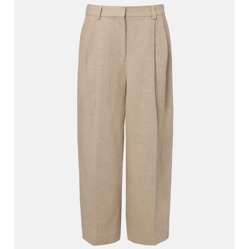 Toteme Cropped linen wide-leg pants