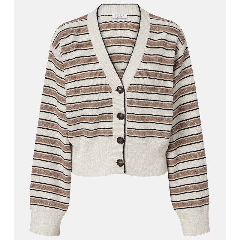 Brunello Cucinelli Striped cotton-blend cardigan