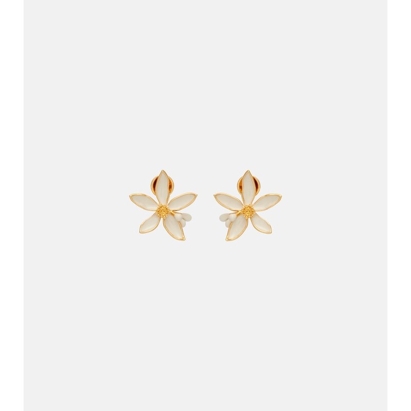 Oscar de la Renta Orange Blossom enamel earrings