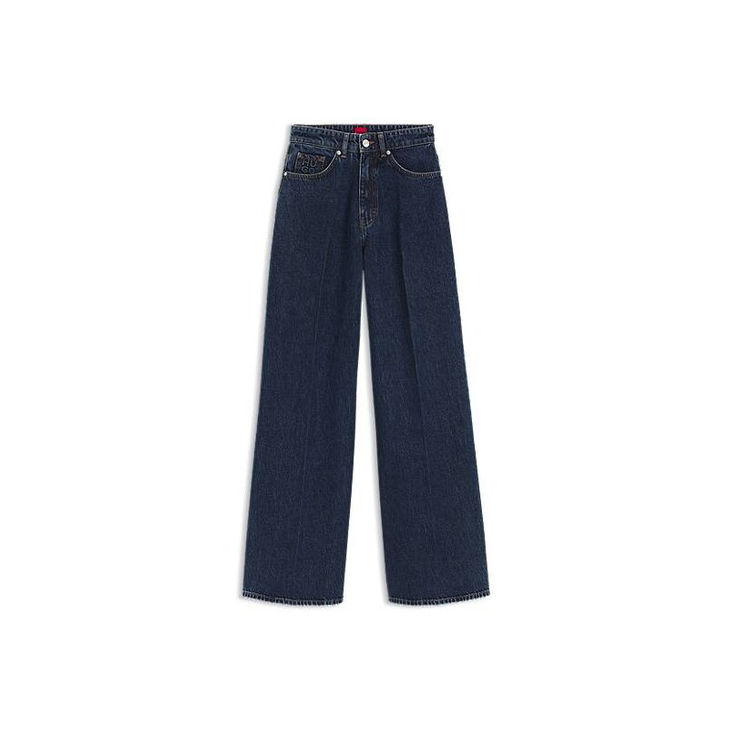 HUGO Wide-leg jeans in blue denim with front pleats 115618030