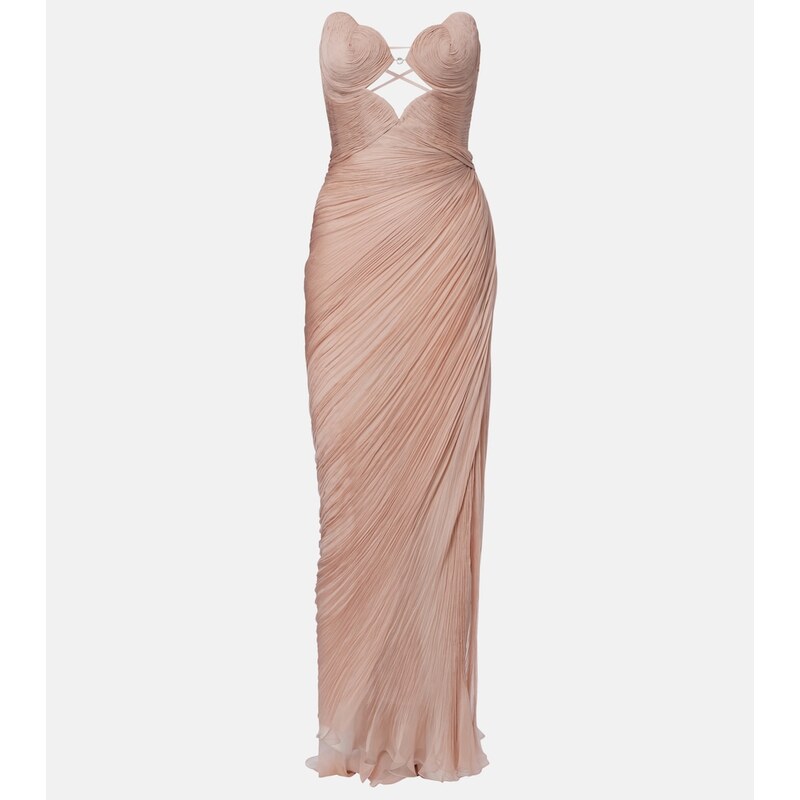 Maria Lucia Hohan Ananda pleated silk muslin bustier gown